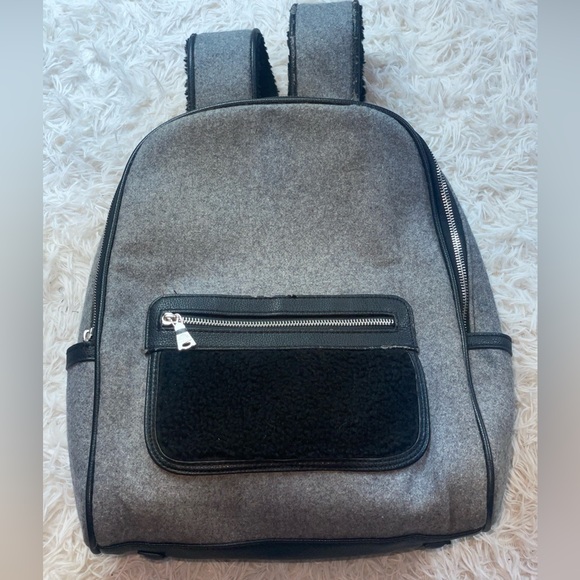 Adam Lippes for Target Shearling Backpack Handbag Bag Grey & Black Plaid Fur - Picture 1 of 16